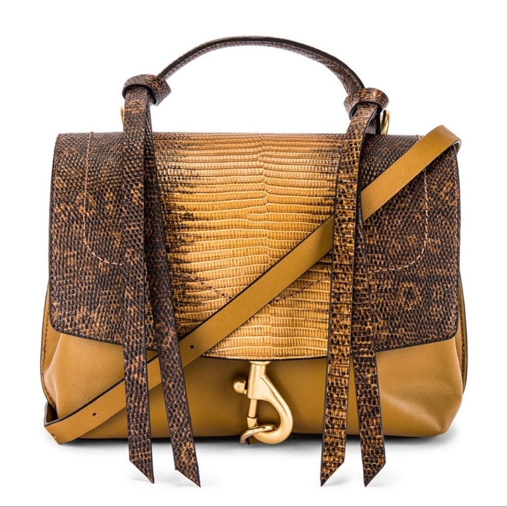 Rebecca Minkoff Stella Medium Convertible Backpack snake print/gold brow…